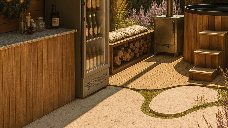 Tuin Van Heden Hottub bij terras in Beerse